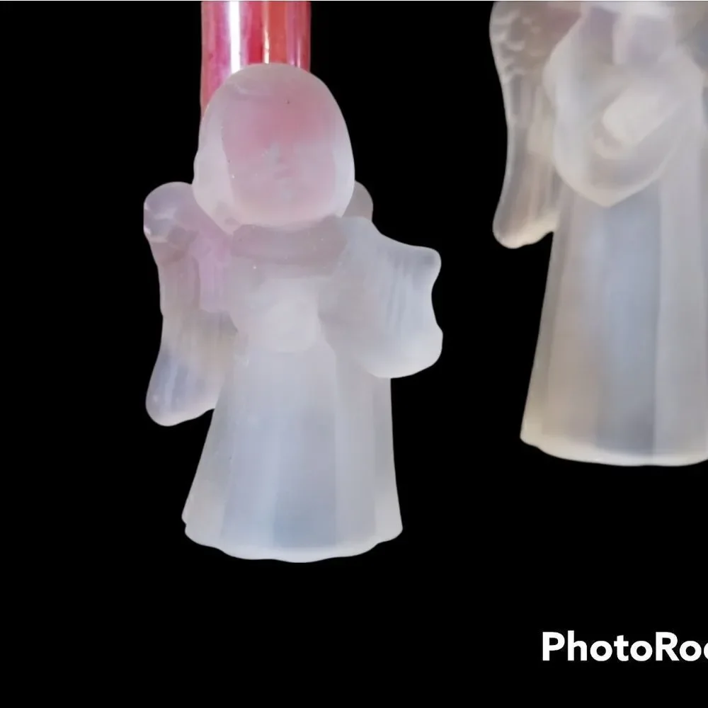 Vintage Bloomingdale's frosted crystal angel candleholders